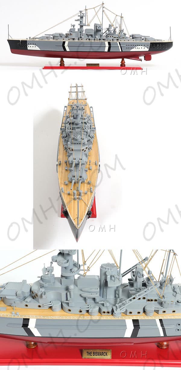 Wooden model battle ship The Bismarck